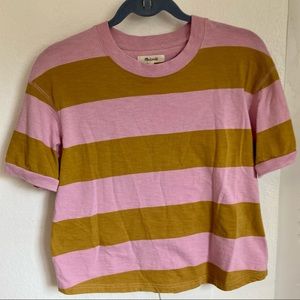Madewell Brown & Pink Striped Tee